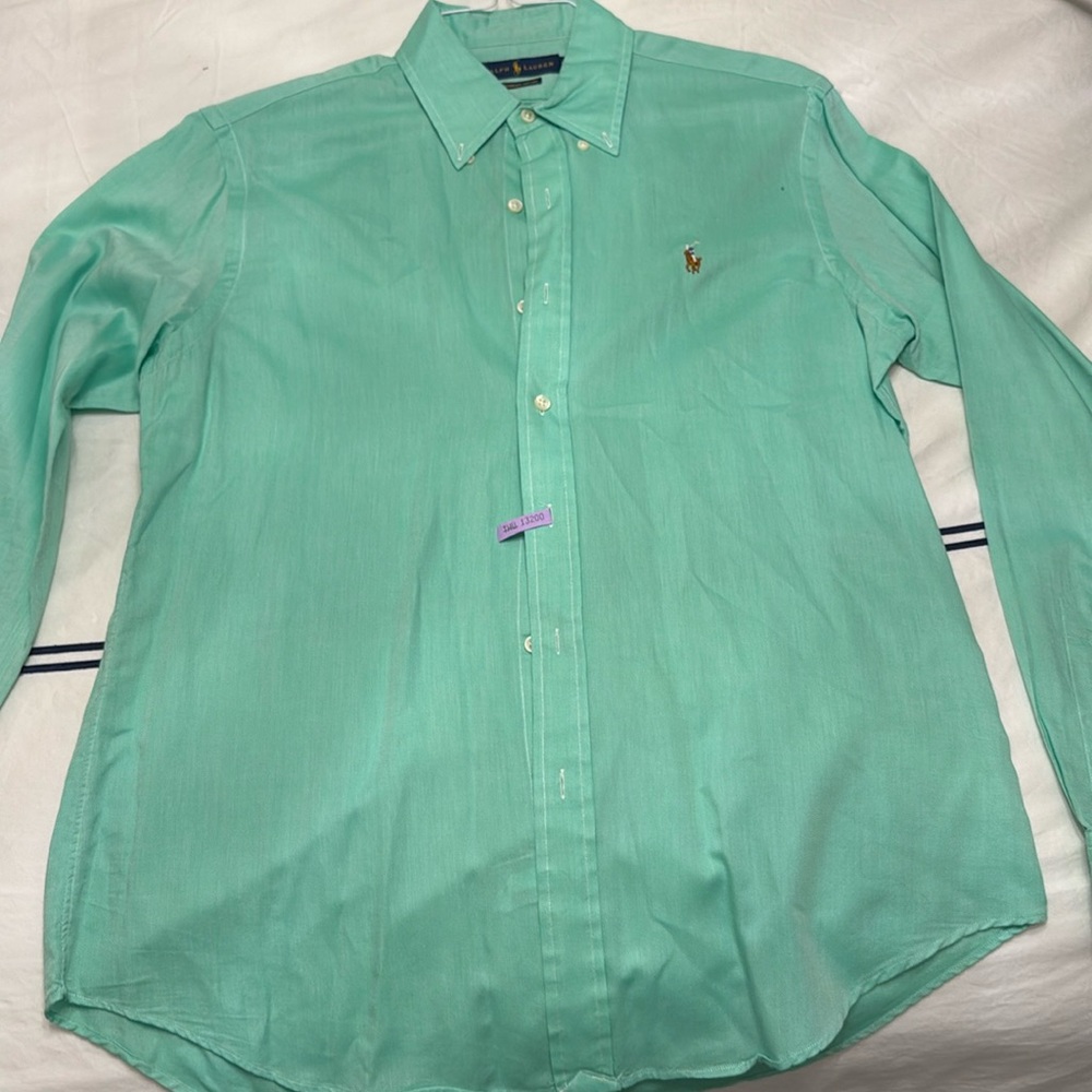 Ralph Lauren chambray Oxford Green Button down dress shirt. Medium